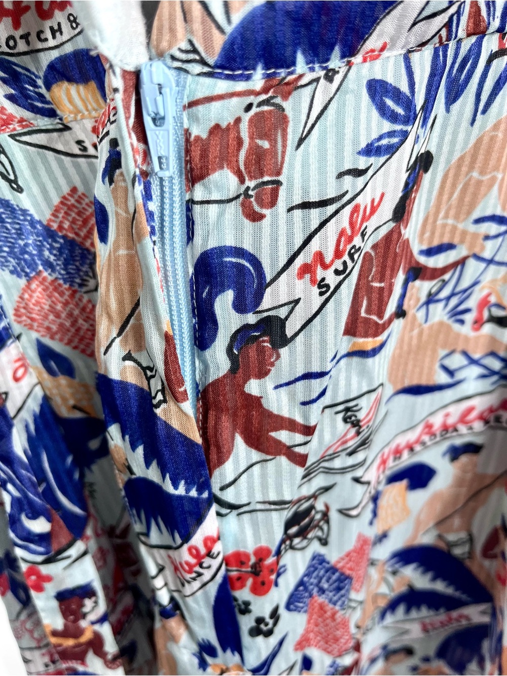 Scotch & Soda x Keoni Hawaii Jumpsuit Women's Large Blue Tropical Wrap Wide Leg - Picture 7 of 12